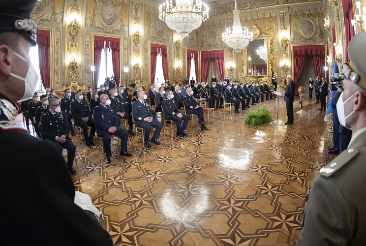 Il Presidente Sergio Mattarella nel corso dell'incontro con una rappresentanza dell’Aeronautica Militare, in occasione del 99° anniversario di fondazione