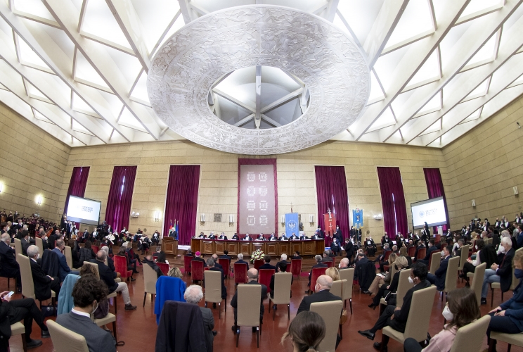 Il Presidente Sergio Mattarella  rivolge il suo indirizzo di saluto in occasione della cerimonia di inaugurazione dell’anno accademico 2021/2022 dell’Università degli Studi di Trieste