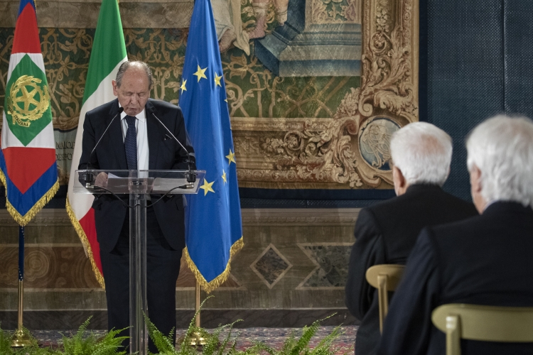 Il Presidente della Scuola Superiore della Magistratura Giorgio Lattanzi in occasione dell'incontro con i Magistrati ordinari in tirocinio nominati con D.M. 2 marzo 2021, alla presenza del Presidente Sergio Mattarella 