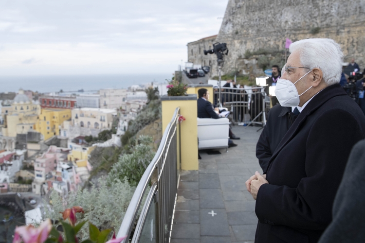 Il Presidente della Repubblica Sergio Mattarella alla cerimonia di inaugurazione di Procida capitale della Cultura 2022
