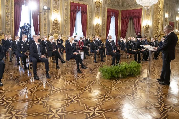 Il Presidente della Repubblica Sergio Mattarella in occasione dell'incontro con gli esponenti delle Associazioni Combattentistiche e d'Arma, nella ricorrenza del 77° anniversario della Liberazione
