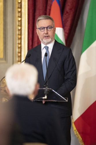 Il Presidente della Repubblica Sergio Mattarella in occasione dell'incontro con gli esponenti delle Associazioni Combattentistiche e d'Arma, nella ricorrenza del 77° anniversario della Liberazione

