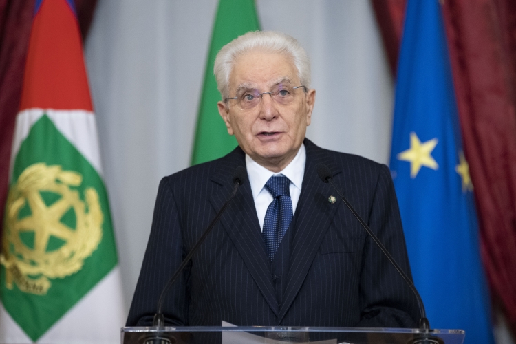 Il Presidente della Repubblica Sergio Mattarella,durante il suo intervento, in occasione dell'incontro con gli esponenti delle Associazioni Combattentistiche e d'Arma, nella ricorrenza del 77° anniversario della Liberazione
