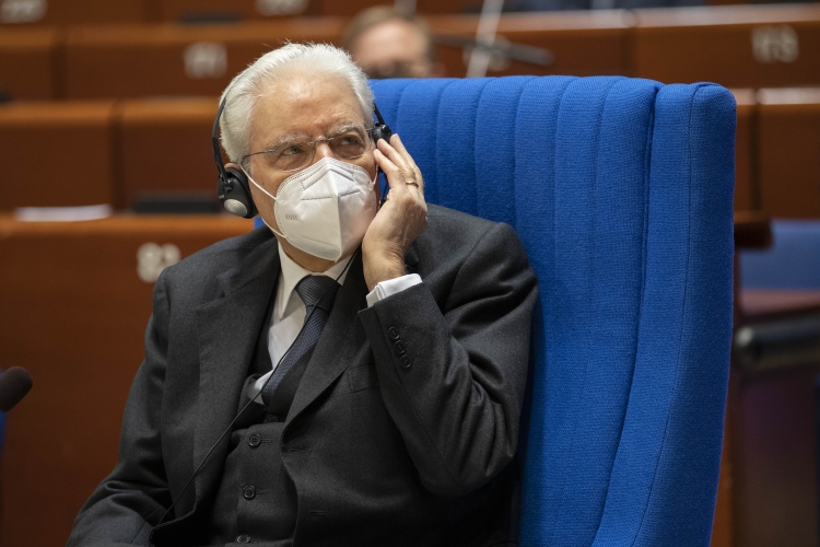 Il Presidente della Repubblica Sergio Mattarella durante il suo intervento all'Assemblea Parlamentare del Consiglio d'Europa
