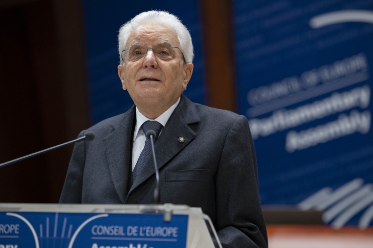 Il Presidente della Repubblica Sergio Mattarella durante il suo intervento all'Assemblea Parlamentare del Consiglio d'Europa
