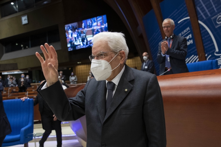 Il Presidente della Repubblica Sergio Mattarella al termine del suo intervento all'Assemblea Parlamentare del Consiglio d'Europa
