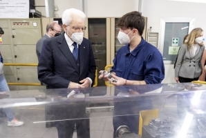 Il Presidente Sergio Mattarella nel corso della visita all’Istituto Salesiano “G. Bearzi”