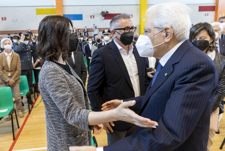 Il Presidente Sergio Mattarella con i familiari di Lorenzo Parelli
