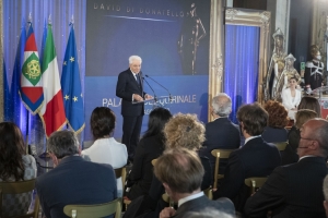 Il Presidente Sergio Mattarella durante la cerimonia di presentazione dei candidati ai Premi “David di Donatello” per l’anno 2022 
