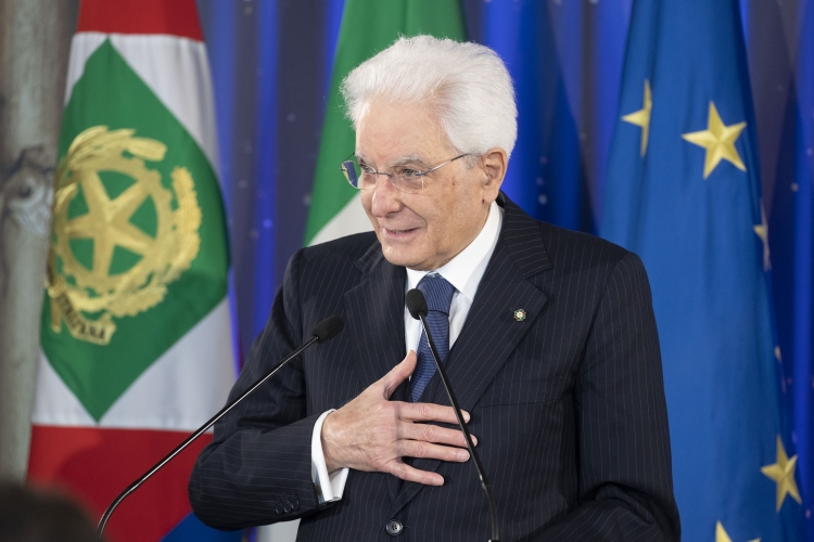 Il Presidente Sergio Mattarella durante la cerimonia di presentazione dei candidati ai Premi “David di Donatello” per l’anno 2022 