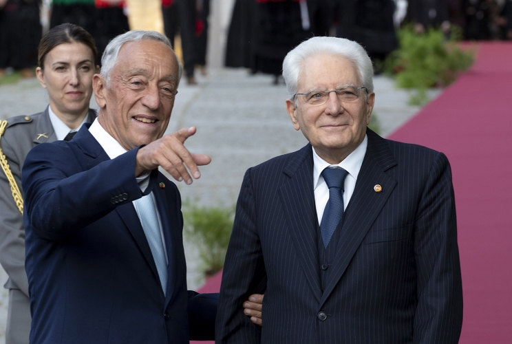 Guimaraes - Il Presidente Sergio Mattarella con il Presidente del Portogallo Marcelo Rebelo de Sousa