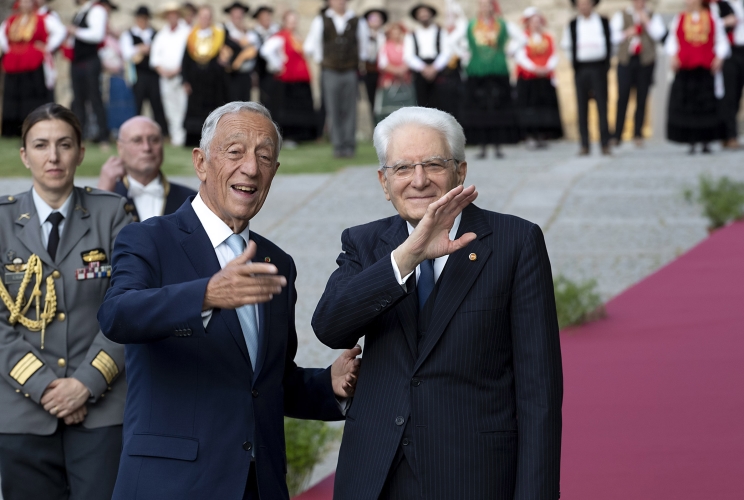 Guimaraes - Il Presidente Sergio Mattarella con il Presidente del Portogallo Marcelo Rebelo de Sousa