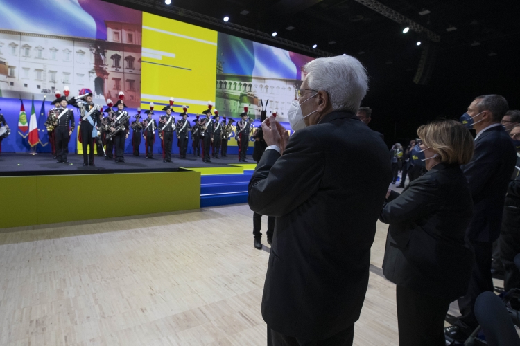 Il Presidente della Repubblica Sergio Mattarella in occasione dell'evento celebrativo del 160° anniversario della fondazione di Poste Italiane
