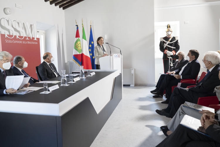 Il Presidente della Repubblica Sergio Mattarella nella sede centrale della Scuola superiore della magistratura “Mario Amato”
