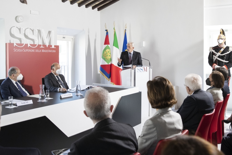 Il Presidente della Repubblica Sergio Mattarella nella sede centrale della Scuola superiore della magistratura “Mario Amato”
