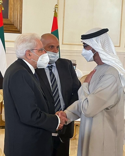 Il Presidente della Repubblica Sergio Mattarella incontra Mohammed bin Zayed Al Nahyan Presidente degli Emirati Arabi Uniti in occasione della cerimonia di condoglianze per la scomparsa del Presidente degli Emirati Arabi Uniti e Emiro di Abu Dhabi,Sua Altezza Sceicco Khalifa bin Zayed Al Nahyan