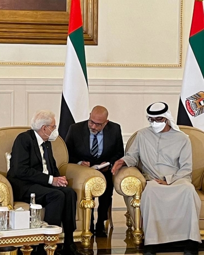 Il Presidente della Repubblica Sergio Mattarella incontra Mohammed bin Zayed Al Nahyan Presidente degli Emirati Arabi Uniti in occasione della cerimonia di condoglianze per la scomparsa del Presidente degli Emirati Arabi Uniti e Emiro di Abu Dhabi,Sua Altezza Sceicco Khalifa bin Zayed Al Nahyan