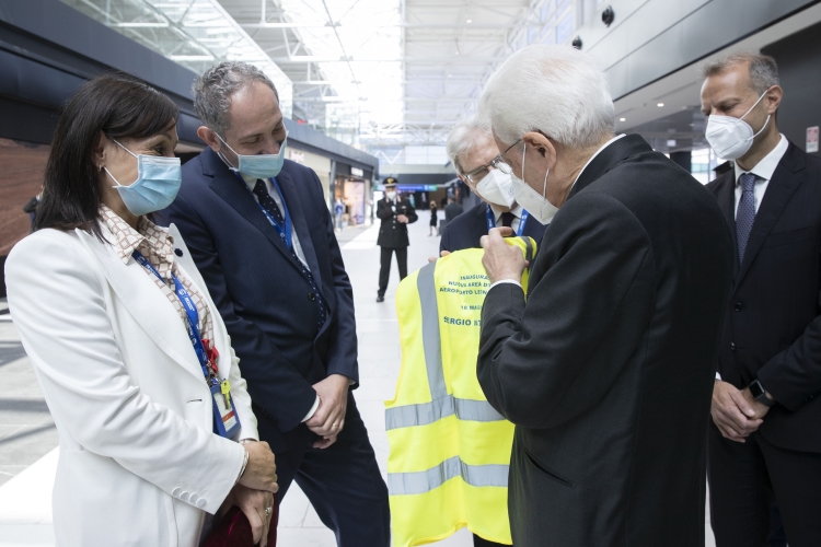 Il Presidente della Repubblica Sergio Mattarella all'inaugurazione della nuova area d’imbarco A dell’Aeroporto “Leonardo Da Vinci” di Fiumicino
