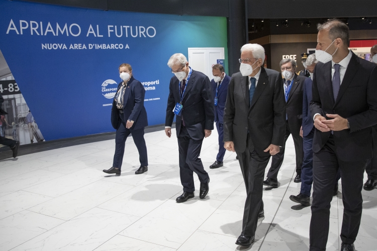 Il Presidente della Repubblica Sergio Mattarella all'inaugurazione della nuova area d’imbarco A dell’Aeroporto “Leonardo Da Vinci” di Fiumicino
