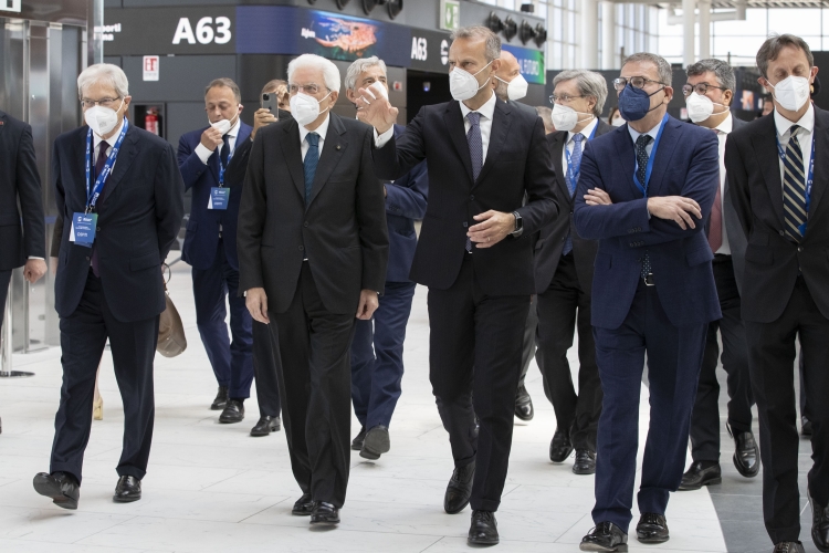 Il Presidente della Repubblica Sergio Mattarella all'inaugurazione della nuova area d’imbarco A dell’Aeroporto “Leonardo Da Vinci” di Fiumicino
