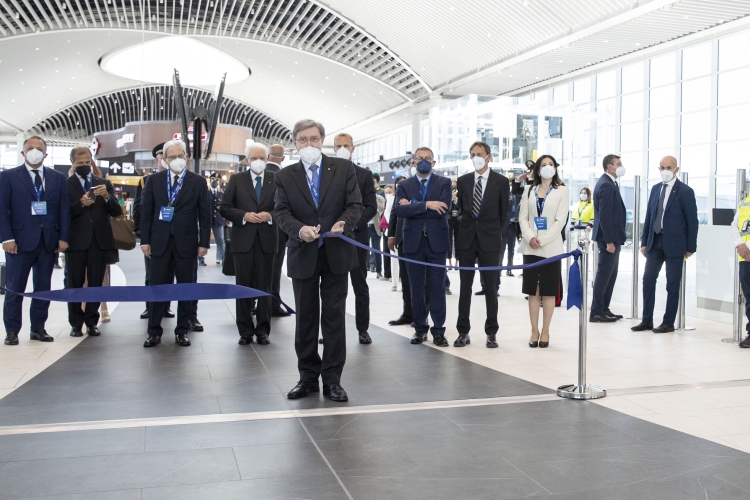 Il Presidente della Repubblica Sergio Mattarella all'inaugurazione della nuova area d’imbarco A dell’Aeroporto “Leonardo Da Vinci” di Fiumicino
