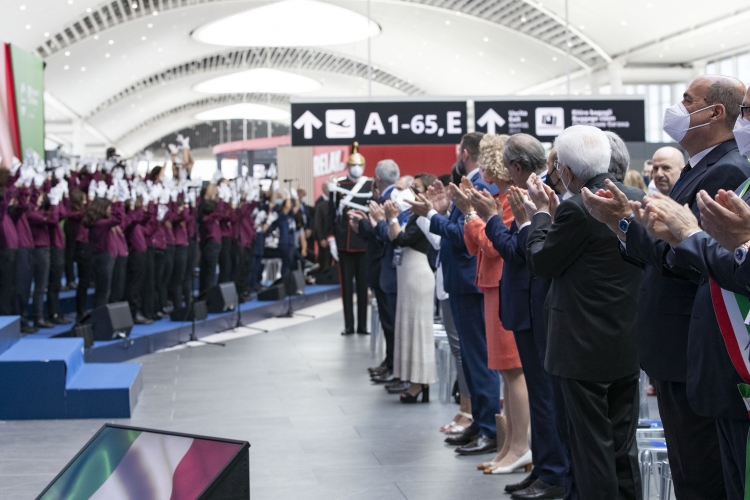 Il Presidente della Repubblica Sergio Mattarella all'inaugurazione della nuova area d’imbarco A dell’Aeroporto “Leonardo Da Vinci” di Fiumicino
