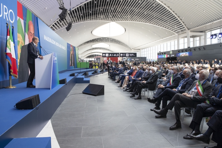 Il Presidente della Repubblica Sergio Mattarella all'inaugurazione della nuova area d’imbarco A dell’Aeroporto “Leonardo Da Vinci” di Fiumicino

