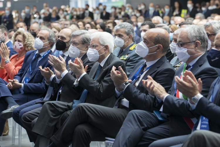 Il Presidente della Repubblica Sergio Mattarella all'inaugurazione della nuova area d’imbarco A dell’Aeroporto “Leonardo Da Vinci” di Fiumicino
