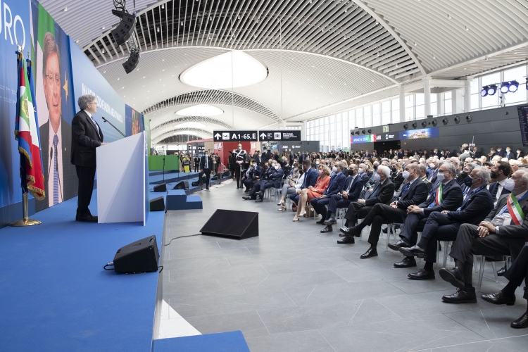 Il Presidente della Repubblica Sergio Mattarella all'inaugurazione della nuova area d’imbarco A dell’Aeroporto “Leonardo Da Vinci” di Fiumicino
