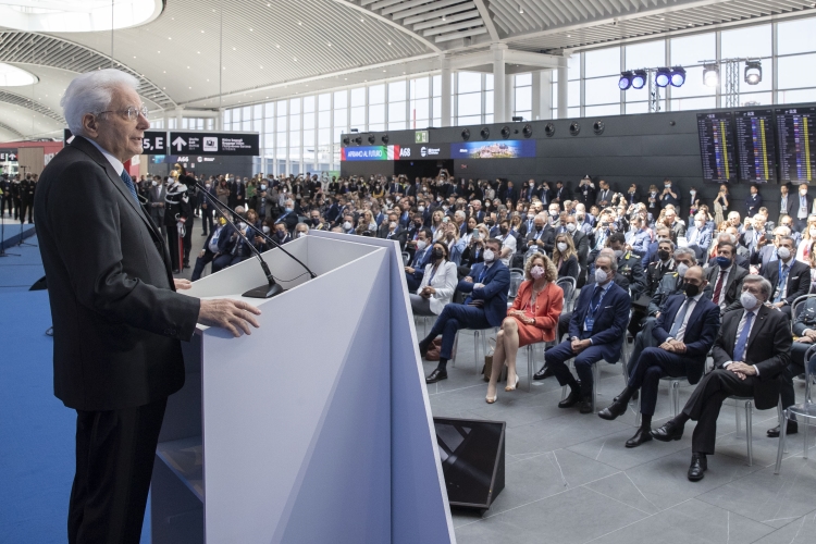 Il Presidente della Repubblica Sergio Mattarella all'inaugurazione della nuova area d’imbarco A dell’Aeroporto “Leonardo Da Vinci” di Fiumicino
