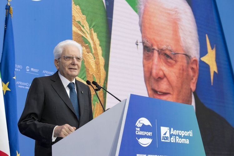 Il Presidente della Repubblica Sergio Mattarella all'inaugurazione della nuova area d’imbarco A dell’Aeroporto “Leonardo Da Vinci” di Fiumicino
