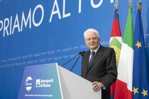 Il Presidente della Repubblica Sergio Mattarella all'inaugurazione della nuova area d’imbarco A dell’Aeroporto “Leonardo Da Vinci” di Fiumicino
