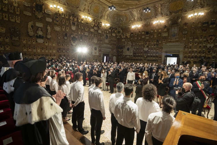Il Presidente della Repubblica Sergio Mattarella alla cerimonia di inaugurazione dell’anno accademico 2021/2022 in occasione dell’800° anniversario di fondazione dell’Università degli Studi di Padova 
