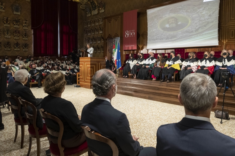 Il Presidente della Repubblica Sergio Mattarella alla cerimonia di inaugurazione dell’anno accademico 2021/2022 in occasione dell’800° anniversario di fondazione dell’Università degli Studi di Padova 
