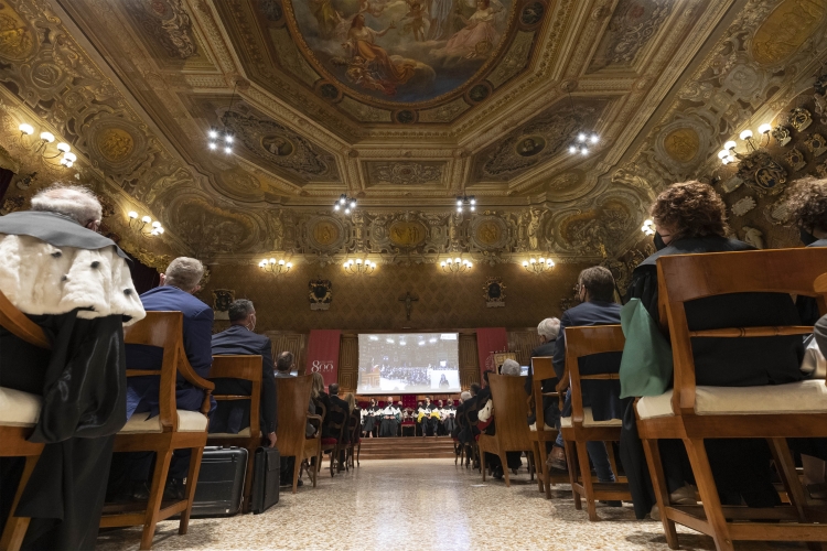 Il Presidente della Repubblica Sergio Mattarella alla cerimonia di inaugurazione dell’anno accademico 2021/2022 in occasione dell’800° anniversario di fondazione dell’Università degli Studi di Padova 
