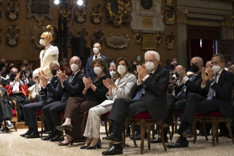 Il Presidente della Repubblica Sergio Mattarella alla cerimonia di inaugurazione dell’anno accademico 2021/2022 in occasione dell’800° anniversario di fondazione dell’Università degli Studi di Padova 
 