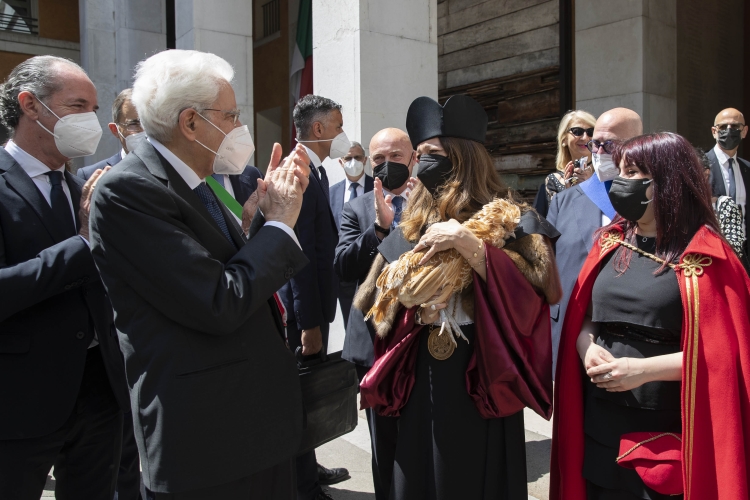 Il Presidente della Repubblica Sergio Mattarella alla cerimonia di inaugurazione dell’anno accademico 2021/2022 in occasione dell’800° anniversario di fondazione dell’Università degli Studi di Padova 
