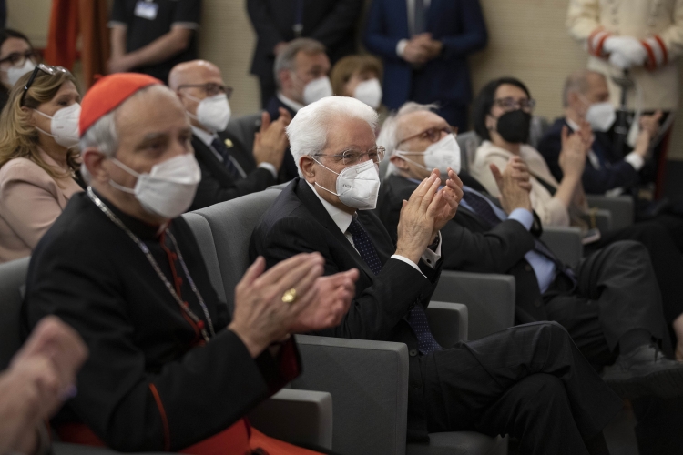 Il Presidente della Repubblica Sergio Mattarella durante la cerimonia in occasione della ricorrenza del 10° anniversario del sisma in Emilia del maggio 2012
