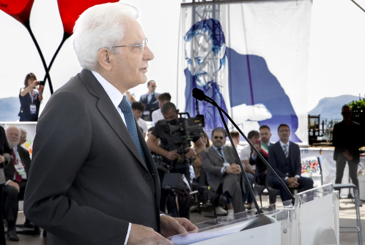 Il Presidente Sergio Mattarella in occasione dell'iniziativa dal titolo "La memoria di tutti. Italia, Palermo 30 anni dopo"