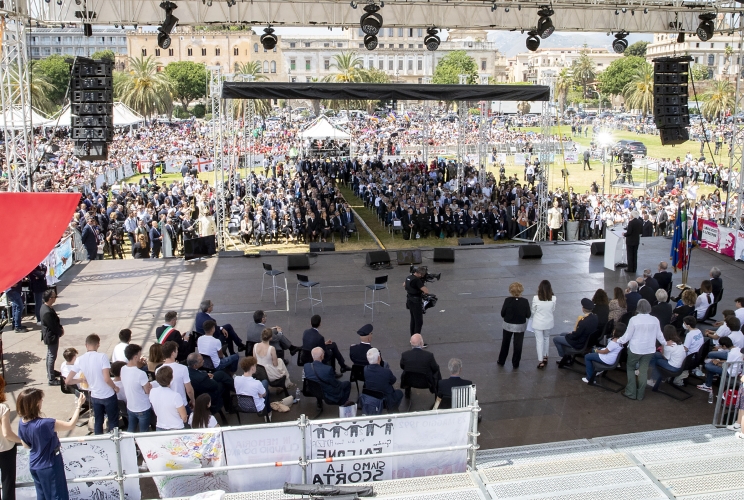 Il Presidente Sergio Mattarella in occasione dell'iniziativa dal titolo "La memoria di tutti. Italia, Palermo 30 anni dopo"