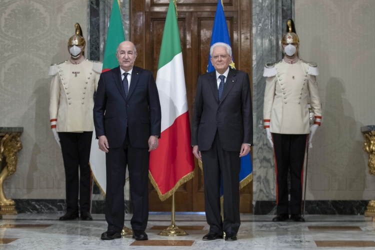 Il Presidente della Repubblica Sergio Mattarella con Abdelmadjid Tebboune, Presidente della Repubblica Algerina Democratica e Popolare, in occasione della visita di Stato 
