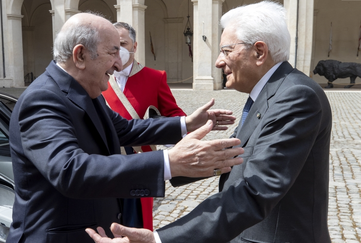 Il Presidente Sergio Mattarella accoglie al Quirinale Abdelmadjid Tebboune, Presidente della Repubblica Algerina Democratica e Popolare, in visita di Stato