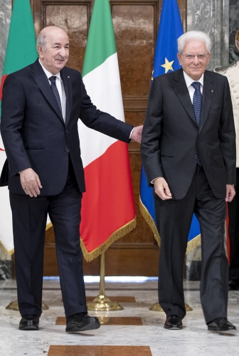 Il Presidente Sergio Mattarella e il Presidente della Repubblica Algerina Democratica e Popolare Abdelmadjid Tebboune