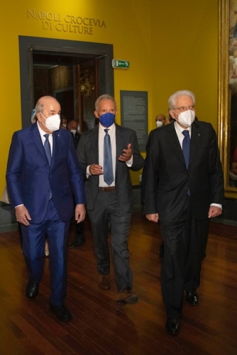 Il Presidente della Repubblica Sergio Mattarella con S.E. il Signor Abdelmadjid Tebboune, Presidente della Repubblica Algerina Democratica e Popolare,al Museo e Real Bosco di Capodimonte, in occasione della visita di Stato 