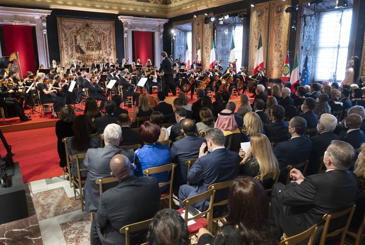Il Presidente Sergio Mattarella in occasione del concerto eseguito dall’Orchestra del Teatro La Fenice di Venezia, diretta dal Maestro Myung-Whun Chung