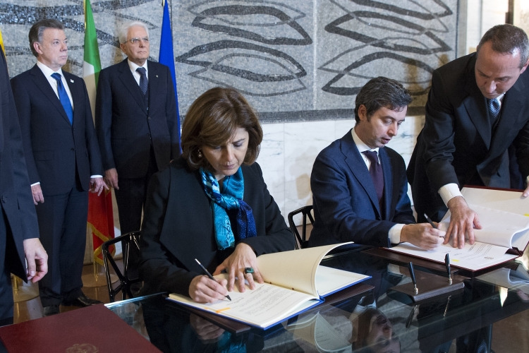 Il Ministro della Giustizia, Andrea Orlando e il Ministro degli Affari Esteri della Colombia, 
