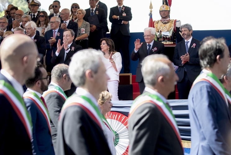 Il Presidente Sergio Mattarella alla Parata Militare ai Fori Imperiali, in occasione della Festa della Repubblica