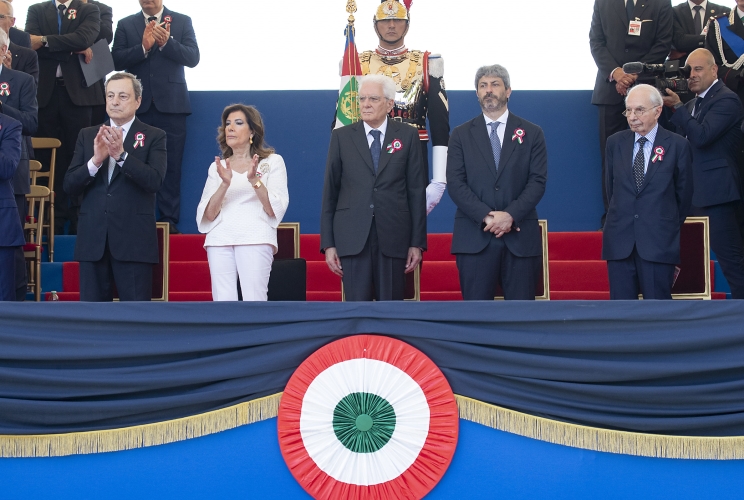 Il Presidente Sergio Mattarella alla Parata Militare ai Fori Imperiali, in occasione della Festa della Repubblica