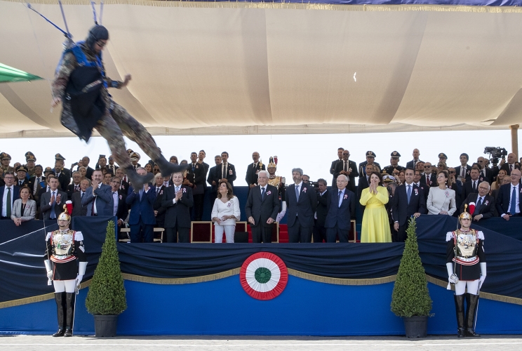 Il Presidente Sergio Mattarella alla Parata Militare ai Fori Imperiali, in occasione della Festa della Repubblica