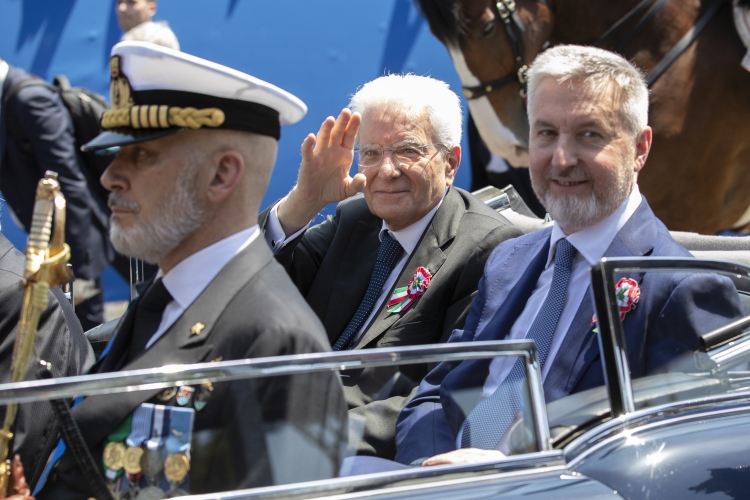 Il Presidente Sergio Mattarella alla Parata Militare ai Fori Imperiali, in occasione della Festa della Repubblica